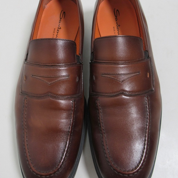 Santoni Men's Dark Brown Leather Easy Loafer Size 13 US / 12 UK / 48 EU - Picture 2 of 12